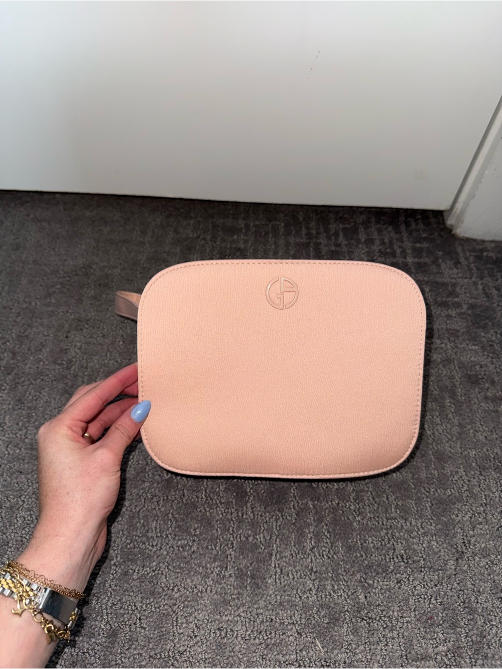 Giorgio Armani Blush Pink Leather Wristlet Pouch